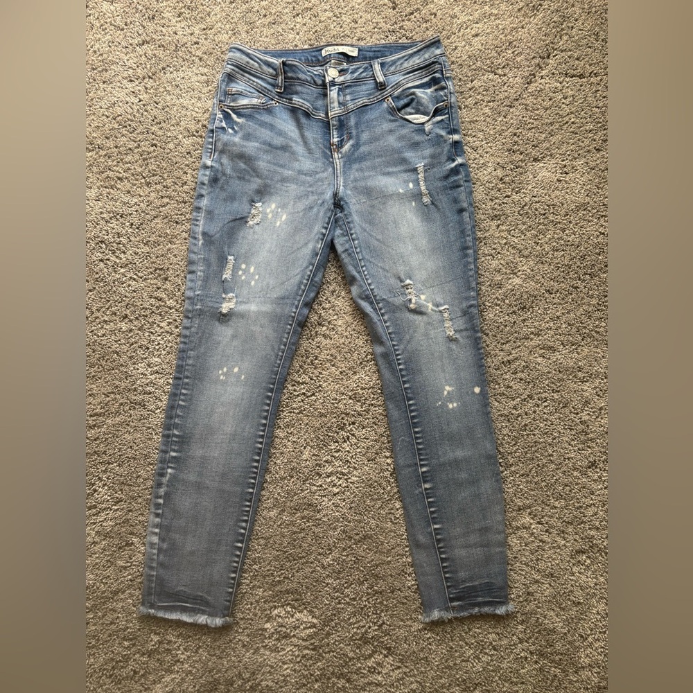 Mudd Junior Women's Distressed Ripped Blue Skinny Jeans